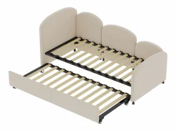 Hauss Spole Cama infantil 90x200 cm con cama nido de terciopelo, somier de láminas, sin colchón,