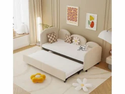 Hauss Spole Cama infantil 90x200 cm con cama nido de terciopelo, somier de láminas, sin colchón,