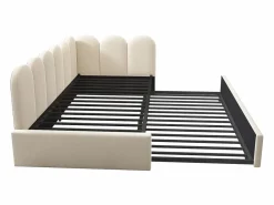 Outlet Hauss Spole Cama infantil 90x200 cm con cama nido 90x190 cm, tapizado en terciopelo , sin colchón Beige