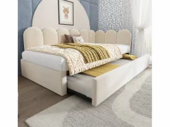 Outlet Hauss Spole Cama infantil 90x200 cm con cama nido 90x190 cm, tapizado en terciopelo , sin colchón Beige