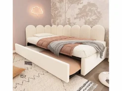 Outlet Hauss Spole Cama infantil 90x200 cm con cama nido 90x190 cm, tapizado en terciopelo , sin colchón Beige