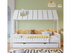 Outlet Cama infantil 120x200 cm con cama nido 120x190 cm - en madera de pino y MDF - Cama Montessori
