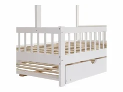 Outlet Cama infantil 120x200 cm con cama nido 120x190 cm - en madera de pino y MDF - Cama Montessori