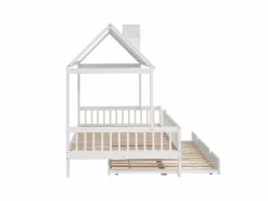 Outlet Cama infantil 120x200 cm con cama nido 120x190 cm - en madera de pino y MDF - Cama Montessori