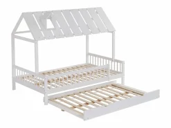 Outlet Cama infantil 120x200 cm con cama nido 120x190 cm - en madera de pino y MDF - Cama Montessori