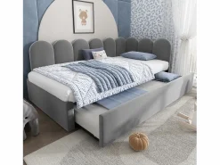 Hauss Spole Cama infantil 90x200 cm con cama nido 90x190 cm, tapizado en terciopelo , sin colchón