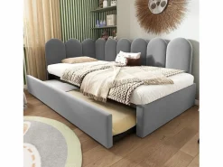 Hauss Spole Cama infantil 90x200 cm con cama nido 90x190 cm, tapizado en terciopelo , sin colchón