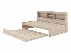 Hauss Spole Cama infantil 90x200 cm con estantería, cama nido 90x190 cm, MDF natural, sin colchón