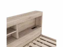 Hauss Spole Cama infantil 90x200 cm con estantería, cama nido 90x190 cm, MDF natural, sin colchón