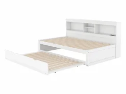Outlet Hauss Spole Cama infantil 90x200 cm con estantería, cama nido 90x190 cm, MDF , sin colchón Blanco