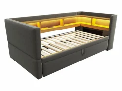 Hot Hauss Spole Cama infantil 90/180x190 cm en franela, cama nido tipo sofá con LED y USB, sin colchón Gris