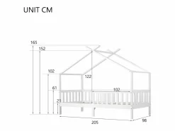 Cama infantil 90x200cm cama casita estilo moderno barreras de seguridad gran capacidad madera habitación (Sin colchón)
