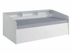 Best Cama Juvenil Style Blanca con cajones y estantes 80x203x113cm Cama Diván