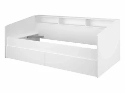 Best Cama Juvenil Style Blanca con cajones y estantes 80x203x113cm Cama Diván