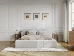 Cama king size con canapé 180 x 200 cm en pana color + colchón - LIRABA by Cama Terciopelo