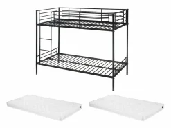 Outlet Cama litera 2 x 90 x 190 cm metal con somieres y colchón. DUOTIS II Cama Litera