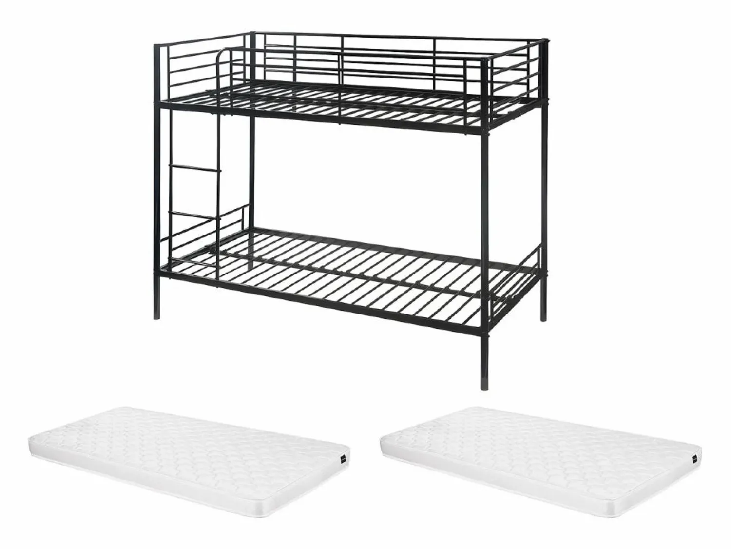 Outlet Cama litera 2 x 90 x 190 cm metal con somieres y colchón. DUOTIS II Cama Litera