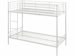 Sale Vente-unique Cama litera 2 x 90 x 190 cm metal con somieres y colchón. DUOTIS II Blanco