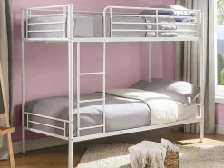 Best Vente-unique Cama litera de acero lacado color DUOTIS II Blanco