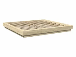 Outlet Cama matrimonial- 200x200 cm madera de ingeniería roble Sonoma ES909910 Marru00f3n