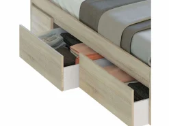 Cama matrimonio c/4 cajones inferior Color Roble Canadian 37x156x196 cm