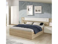 Cama matrimonio c/4 cajones inferior Color Roble Canadian 37x156x196 cm