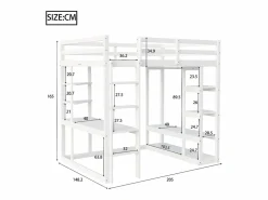 Best Cama mezzanine infantil 140x200cm - con escalera - con mesa - con perchero simple - (sin colchón) Cama Alta