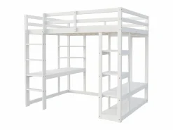 Best Cama mezzanine infantil 140x200cm - con escalera - con mesa - con perchero simple - (sin colchón) Cama Alta