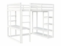 Best Cama mezzanine infantil 140x200cm - con escalera - con mesa - con perchero simple - (sin colchón) Cama Alta