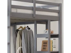 Outlet Cama mezzanine infantil 140x200cm - con escalera - con mesa - con perchero simple - (sin colchón) Cama Alta|Cama Con Almacenaje