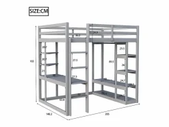 Outlet Cama mezzanine infantil 140x200cm - con escalera - con mesa - con perchero simple - (sin colchón) Cama Alta|Cama Con Almacenaje
