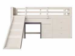 Cama mezzanine infantil 90x200 cm - con tobogán - 3 cajones - (sin colchón) Cama Alta|Cama Infantil