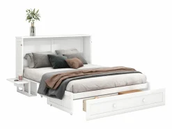 ModernLuxe Cama multifuncional retráctil 140x200 cm de madera maciza - con cajón y soporte en el cabecero -