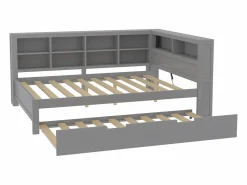 Sale Cama nido 140 x 200 cm + 90 x 190 cm con toma USB y almacenaje - madera maciza - Cama Nido