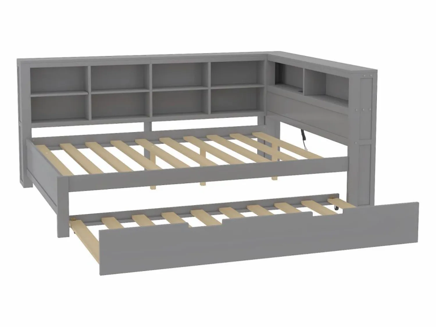 Sale Cama nido 140 x 200 cm + 90 x 190 cm con toma USB y almacenaje - madera maciza - Cama Nido