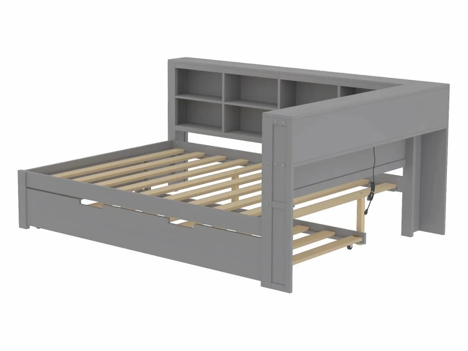 Sale Cama nido 140 x 200 cm + 90 x 190 cm con toma USB y almacenaje - madera maciza - Cama Nido