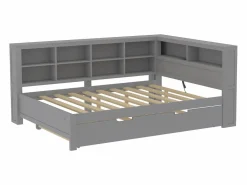 Sale Cama nido 140 x 200 cm + 90 x 190 cm con toma USB y almacenaje - madera maciza - Cama Nido
