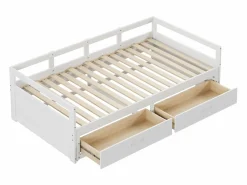 Merax Cama nido 90 x 200 cm con 2 cajones - Madera de pino - somier de láminas -