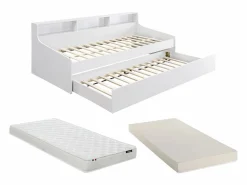 Outlet cama nido 90 x 200 cm con almacenamiento + colchón - LUNOVICA Cama Diván|Cama Nido