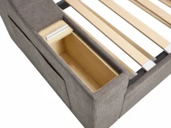 Vente-unique Cama nido 2 x 80 x 200 cm con almacenamiento y puerto USB en tela - ORAVAYA