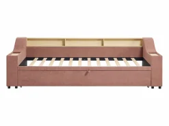 Vente-unique Cama nido 2 x 80 x 200 cm con almacenamiento y puerto USB de tela - ORAVAYA