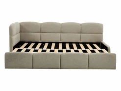 Vente-unique cama nido 2 x 80 x 200 cm con somier de láminas en tejido texturizado - PLURANIO