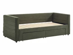 Hot Vente-unique Cama nido 2 x 80 x 200 cm con somier de lamas y cajones en tejido texturizado - CAMITY Verde
