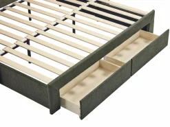 Hot Vente-unique Cama nido 2 x 80 x 200 cm con somier de lamas y cajones en tejido texturizado - CAMITY Verde