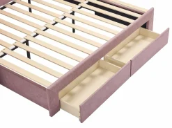 Discount Vente-unique Cama nido 2 x 80 x 200 cm con somier de lamas y cajones en tejido texturizado - CAMITY Rosa