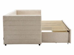 Clearance Vente-unique Cama nido 2 x 80 x 200 cm Con somier y cajones de tela texturizada - CAMITY Beige