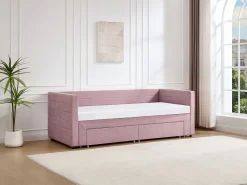 Vente-unique Cama nido 2 x 80 x 200 cm en tela texturizada + colchón - CAMITY