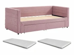 Vente-unique Cama nido 2 x 80 x 200 cm en tela texturizada + colchón - CAMITY