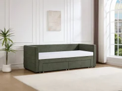 Vente-unique Cama nido 2 x 80 x 200 cm en tela texturizada + colchón - CAMITY