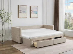 Vente-unique Cama nido 2 x 80 x 200 cm tela texturizada + colchón - CAMITY